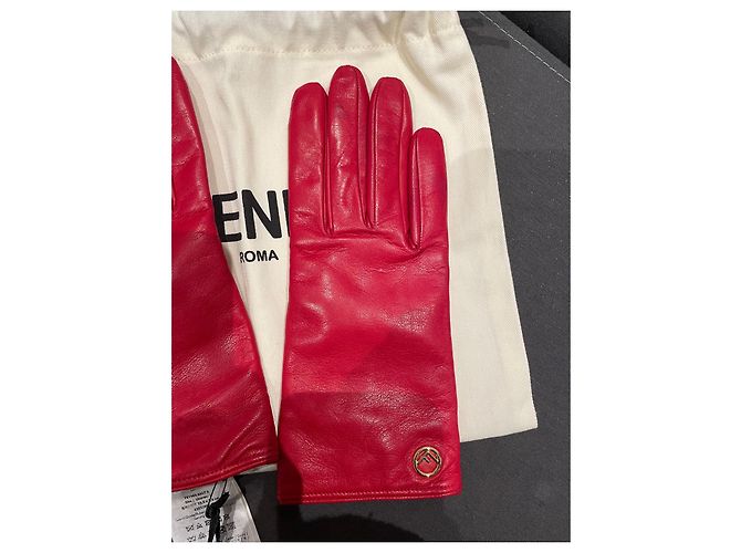 Fendi Handschuhe aus rotem Leder - Ansicht 5