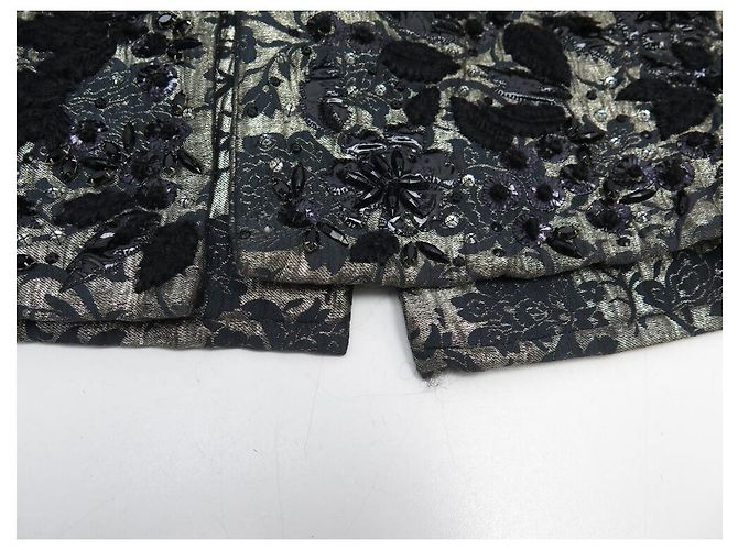 LOUIS VUITTON CAPPOTTO LUNGO T36 S CAPPOTTO FOGLIE BOTTONI GRIGIO RICAMI - vista 5