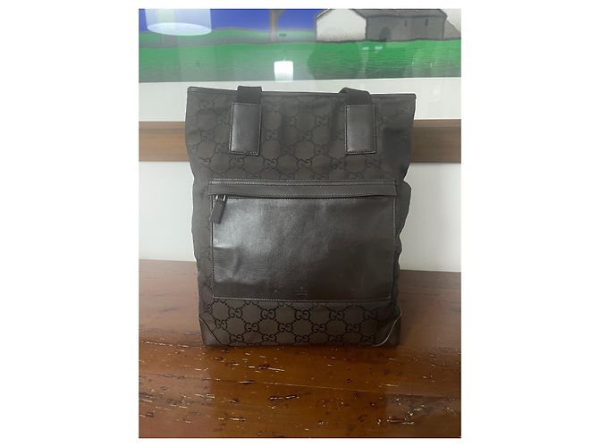 Borsa tote Gucci GG marrone in tela - vista 2