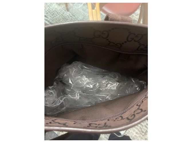 Borsa tote Gucci GG marrone in tela - vista 6