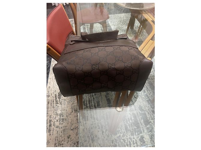 Borsa tote Gucci GG marrone in tela - vista 7