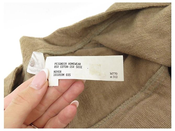 Hermès NUOVO ACCAPPATOIO HERMES 101059M T 36 VESTITO DA BAGNO MARRONE IN COTONE E SETA - vista 4