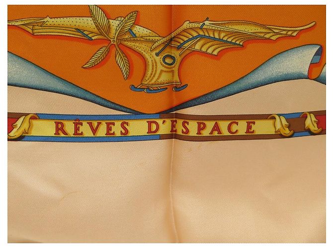 Hermès BUFANDA HERMES SUEÑOS DEL ESPACIO DUCHENE SQUARE 90 CAJA DE SEDA + SCAF DE SEDA Naranja - vista 5