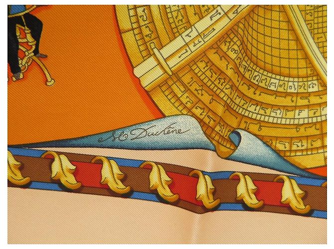 Hermès BUFANDA HERMES SUEÑOS DEL ESPACIO DUCHENE SQUARE 90 CAJA DE SEDA + SCAF DE SEDA Naranja - vista 6