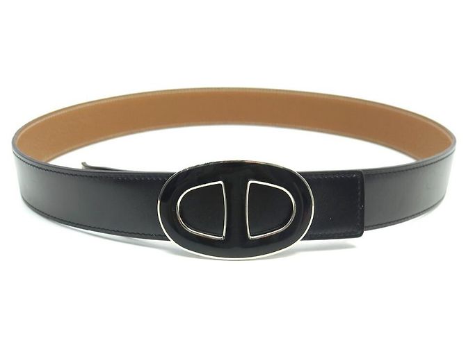 Hermès CINTURON REVERSIBLE HERMES T80 HEBILLA CADENA ANCLA NEGRA 32Cinturón de cuero MM - vista 2