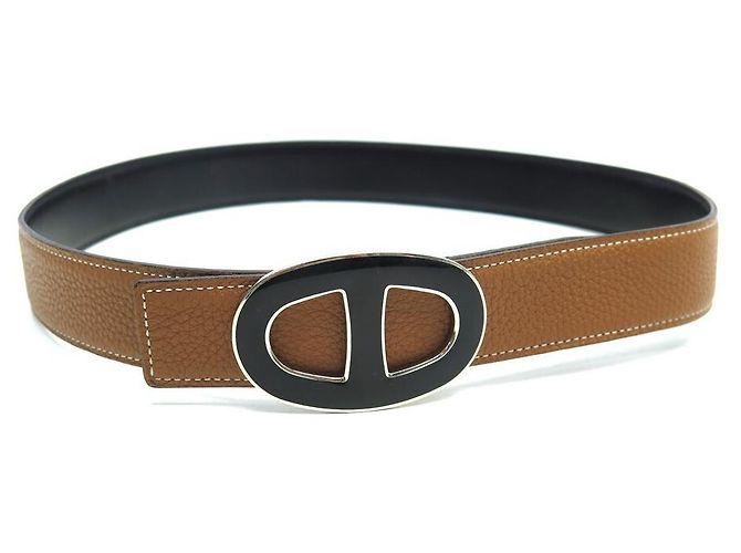 Hermès CINTURON REVERSIBLE HERMES T80 HEBILLA CADENA ANCLA NEGRA 32Cinturón de cuero MM - vista 4