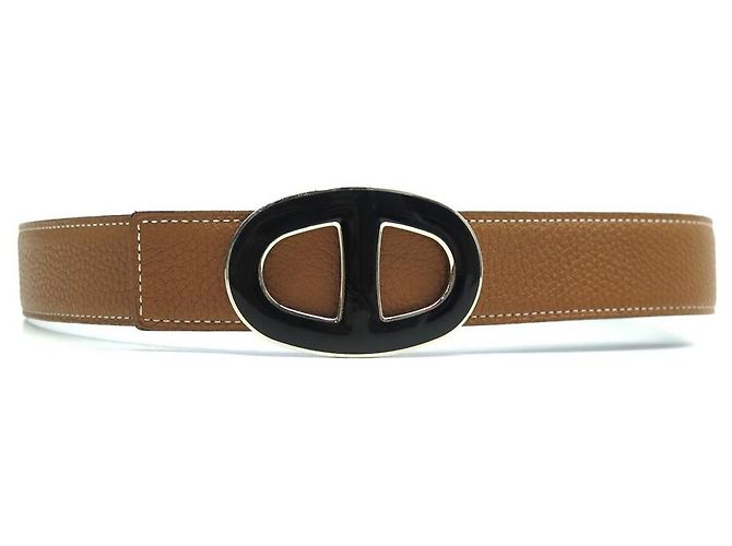 Hermès CINTURON REVERSIBLE HERMES T80 HEBILLA CADENA ANCLA NEGRA 32Cinturón de cuero MM - vista 5