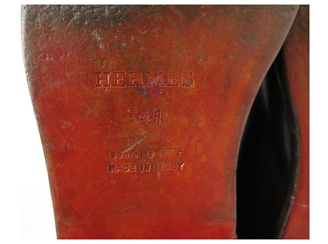 Hermès Scarpe Hermes 41 DERBY PUNTA DRITTA IN PELLE MARRONE - vista 4