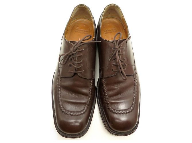 Hermès Scarpe Hermes 41 DERBY PUNTA DRITTA IN PELLE MARRONE - vista 5