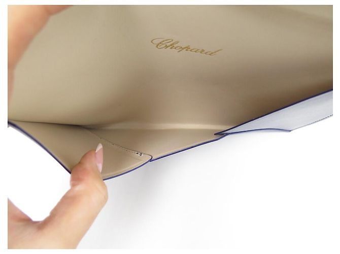 NUOVA CUSTODIA PER BUSTA CHOPARD 22.5POCHETTE IN PELLE BLU CM - vista 3
