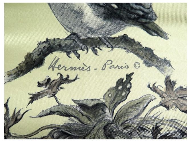 Hermès SCIARPA VINTAGE HERMES LES PIES XAVIER DE PORET 1971 carré 90 Sciarpa seta Crudo - vista 3