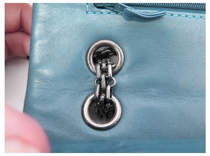 CHANEL MAXI HANDTASCHE 2.55 PREUSSENBLAU GESTEPPTES LACKLEDER + TASCHENBOX - Ansicht 12