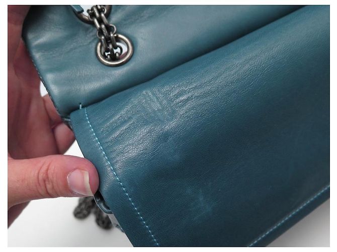 CHANEL MAXI HANDTASCHE 2.55 PREUSSENBLAU GESTEPPTES LACKLEDER + TASCHENBOX - Ansicht 15
