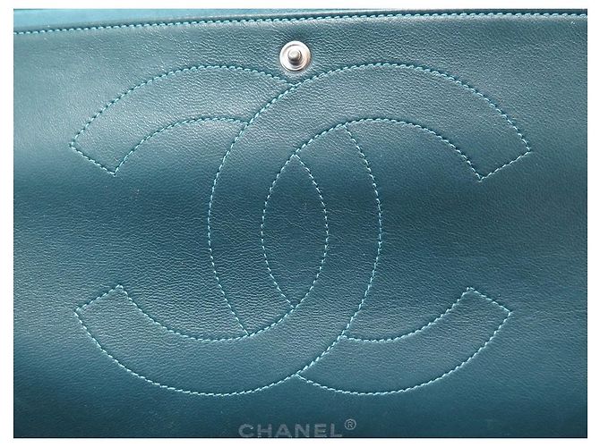 CHANEL MAXI HANDTASCHE 2.55 PREUSSENBLAU GESTEPPTES LACKLEDER + TASCHENBOX - Ansicht 16