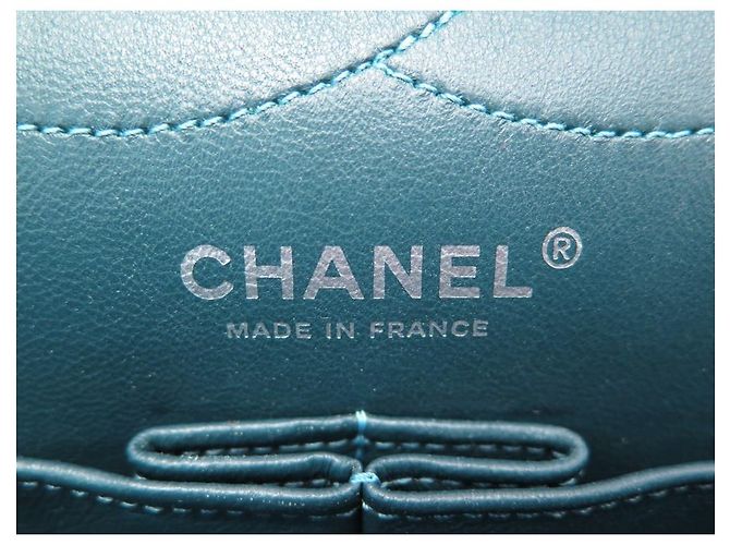 CHANEL MAXI HANDTASCHE 2.55 PREUSSENBLAU GESTEPPTES LACKLEDER + TASCHENBOX - Ansicht 17
