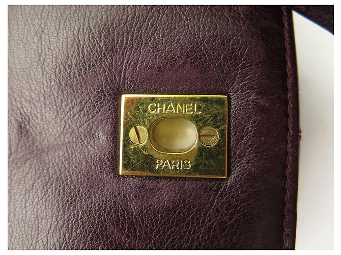 BOLSA CHANEL BESACE COM FECHO ATEMPORAL BOLSA BANDOULIERE DE COURO ACOLCHOADO Bordeaux - vista 11
