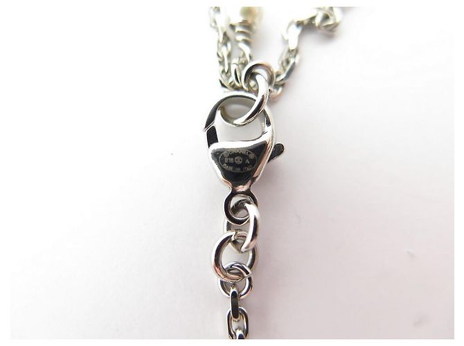 NUOVA RARA COLLANA ANCORA CHANEL STRASS LOGO CC COLLANA CON STRASS IN METALLO ARGENTO - vista 3