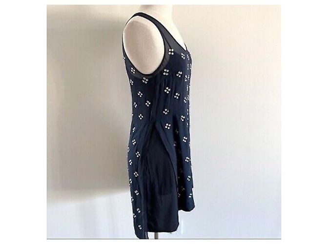 Diane Von Furstenberg Abrielle Kleid mit Kristallnieten Marineblau - Ansicht 2