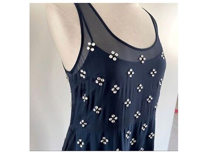 Diane Von Furstenberg Abrielle Kleid mit Kristallnieten Marineblau - Ansicht 4