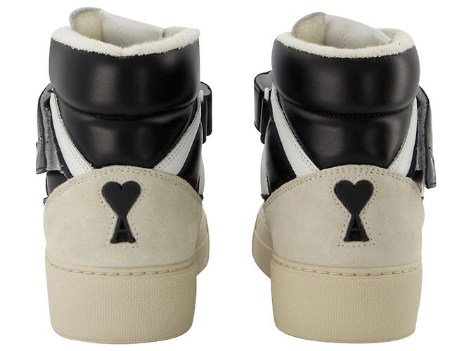 Ami Paris Baskets montantes ADC en cuir blanc et noir - vue 3