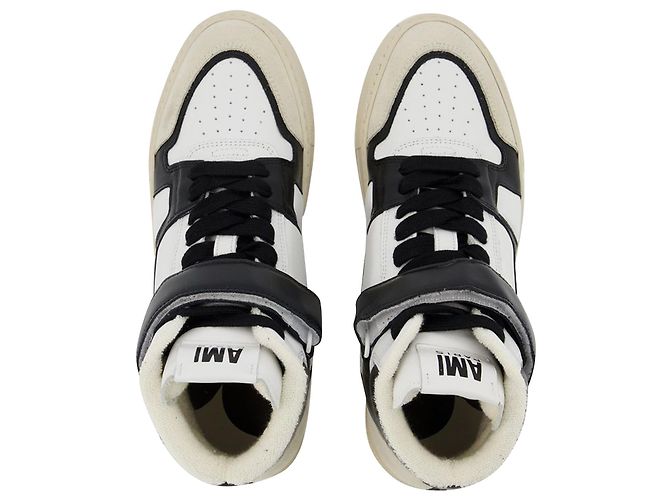 Ami Paris Baskets montantes ADC en cuir blanc et noir - vue 4