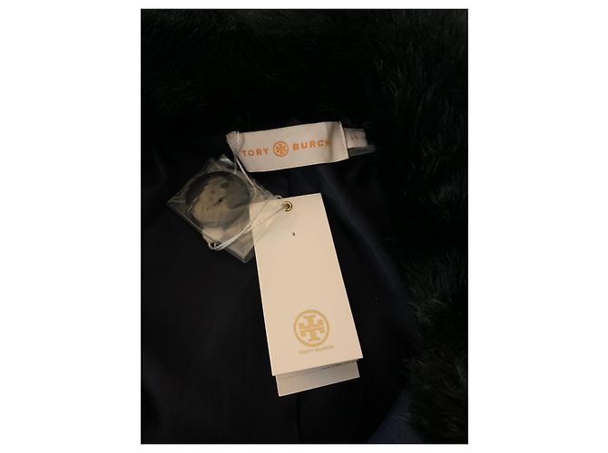 Tory Burch Eco fur coat in emerald green - view 2