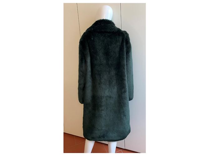 Tory Burch Eco fur coat in emerald green - view 7