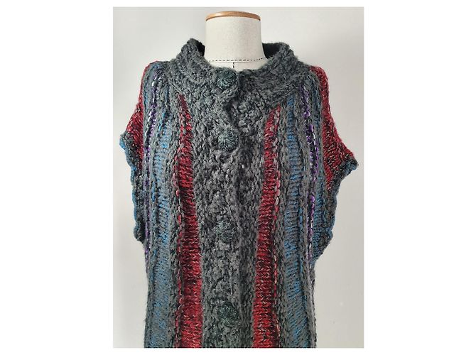 Autre Marque Lange Strickjacke aus Wolle und Mischgewebe Mehrfarbig Gr L Mehrfarben - Ansicht 2