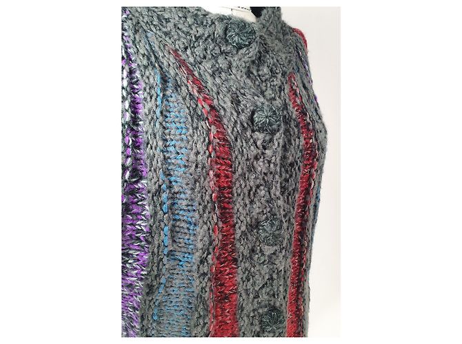 Autre Marque Lange Strickjacke aus Wolle und Mischgewebe Mehrfarbig Gr L Mehrfarben - Ansicht 3