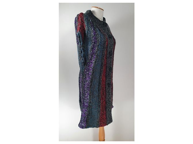 Autre Marque Lange Strickjacke aus Wolle und Mischgewebe Mehrfarbig Gr L Mehrfarben - Ansicht 4
