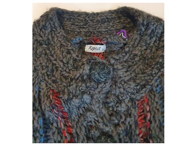 Autre Marque Lange Strickjacke aus Wolle und Mischgewebe Mehrfarbig Gr L Mehrfarben - Ansicht 6