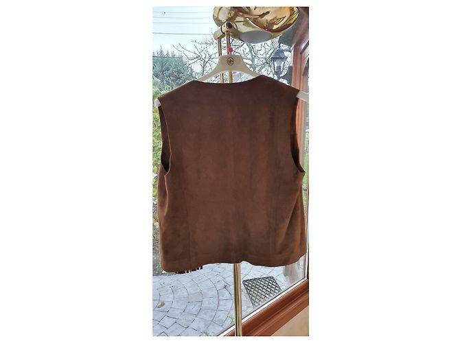 CAROLL Chaqueta ante sin mangas con flecos Caramelo - vista 2