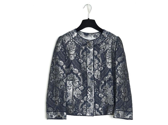 Giacca Jean Louis Scherrer Blu Navy e Argento in Cotone 38FR - vista 2