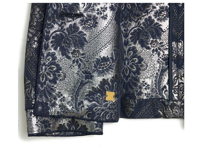 Giacca Jean Louis Scherrer Blu Navy e Argento in Cotone 38FR - vista 5