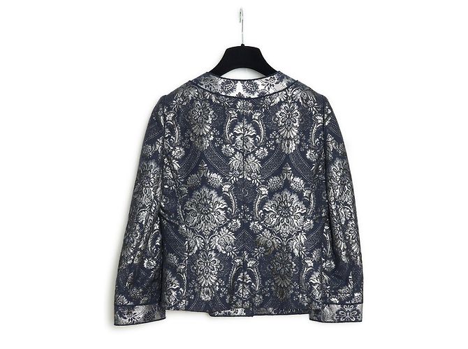 Giacca Jean Louis Scherrer Blu Navy e Argento in Cotone 38FR - vista 6