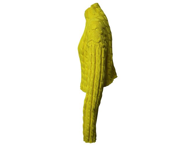 Cable Balenciaga Zopfstrickpullover aus gelber Wolle - Ansicht 2