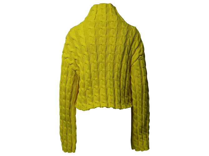 Cable Balenciaga Zopfstrickpullover aus gelber Wolle - Ansicht 3