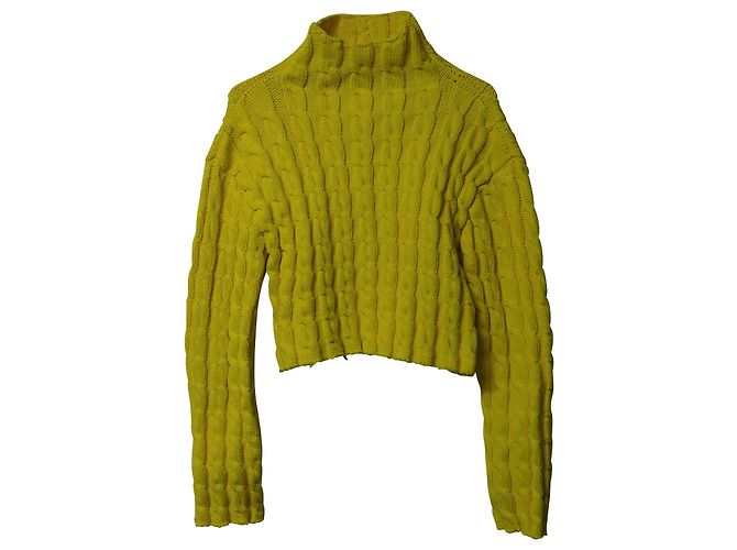 Cable Balenciaga Zopfstrickpullover aus gelber Wolle - Ansicht 4