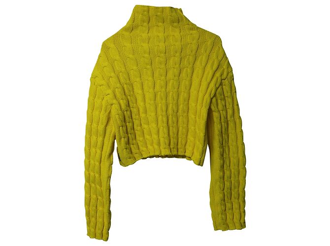 Cable Balenciaga Zopfstrickpullover aus gelber Wolle - Ansicht 5