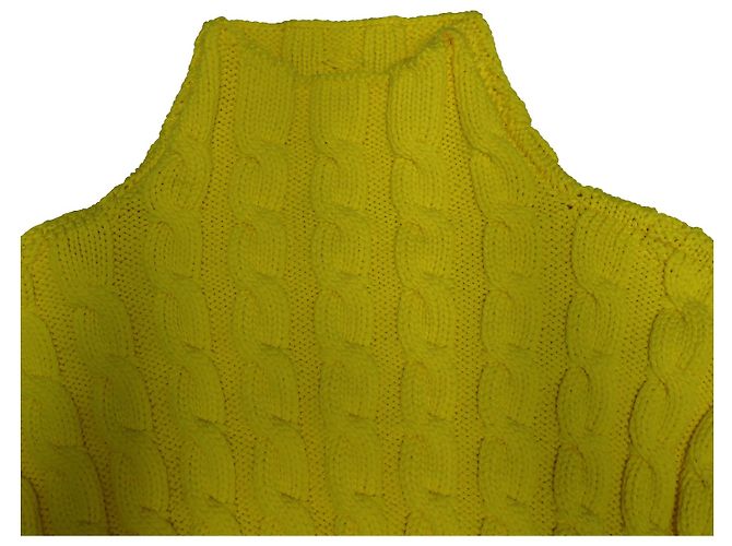 Cable Balenciaga Zopfstrickpullover aus gelber Wolle - Ansicht 6