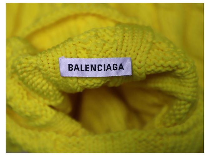Cable Balenciaga Zopfstrickpullover aus gelber Wolle - Ansicht 7