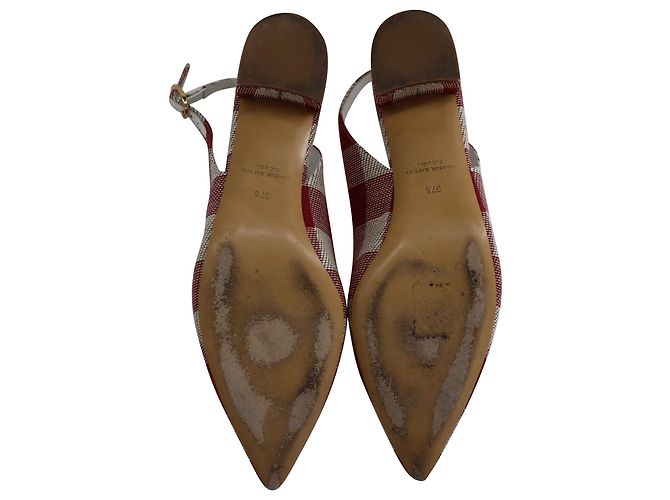 Décolleté Mansur Gavriel Check Slingback a punta in tela rossa - vista 5