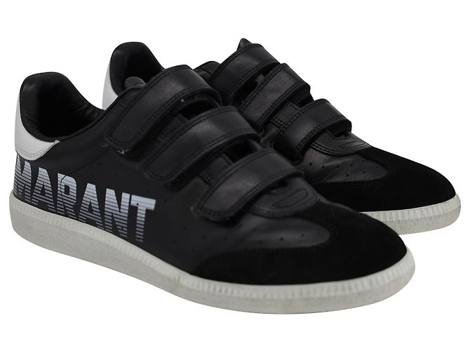 Isabel Marant Turnschuhe mit Klettverschluss aus schwarzem Leder - Ansicht 2