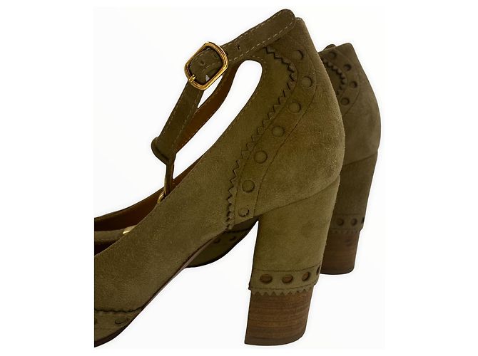Clare CHLOÉ Tacchi  38 scamosciato Beige - vista 5