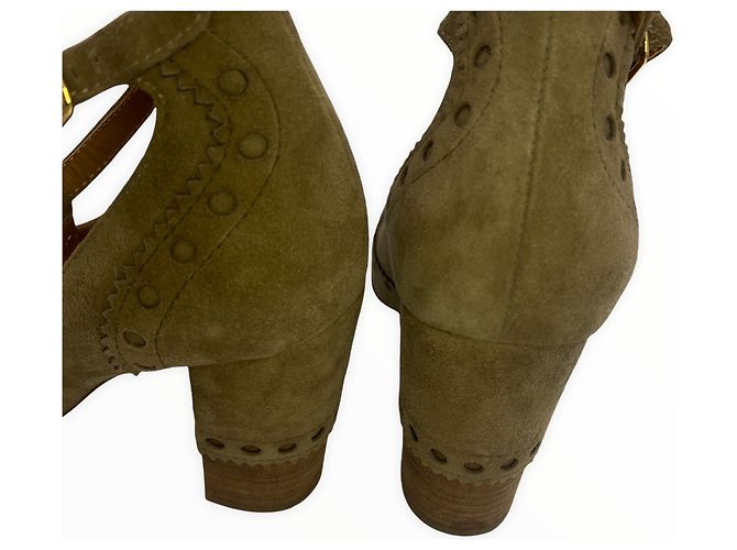 Clare CHLOÉ Tacchi  38 scamosciato Beige - vista 6