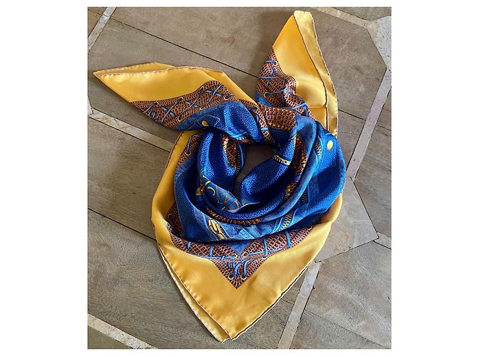 Autre Marque Foulard in seta AC Canova Leathers & Jeans blu e oro Nuovo D'oro Cioccolato - vista 2