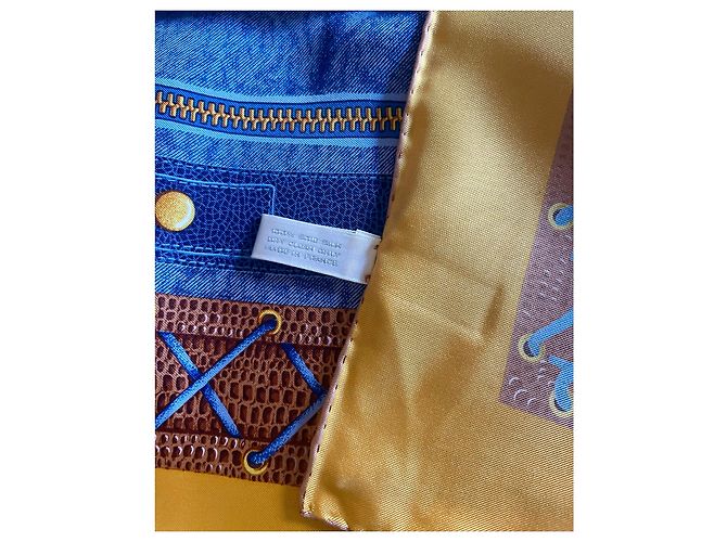 Autre Marque Foulard in seta AC Canova Leathers & Jeans blu e oro Nuovo D'oro Cioccolato - vista 9