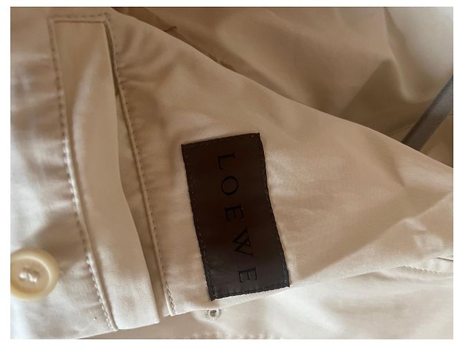 Gabardina Loewe crema de algodón y cuero Talla L - vista 3