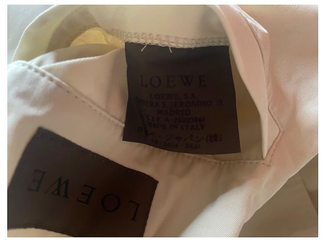 Gabardina Loewe crema de algodón y cuero Talla L - vista 4