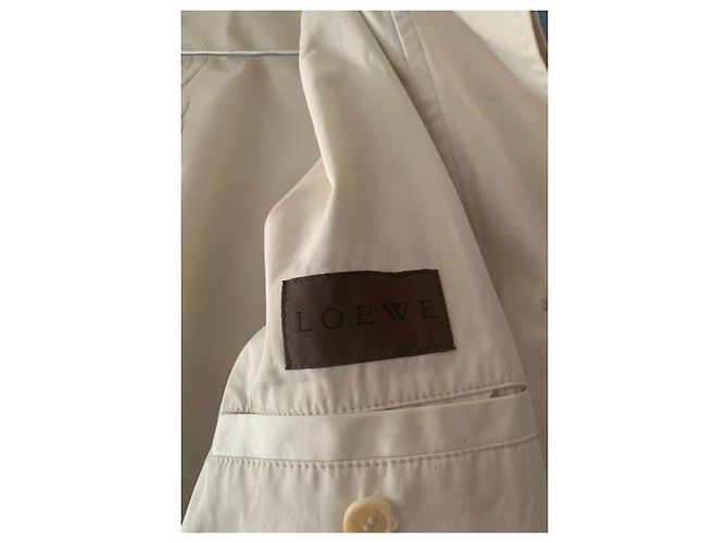 Gabardina Loewe crema de algodón y cuero Talla L - vista 5